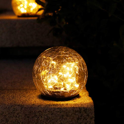 Cracked Glass Ball Outdoor Solar Light - Set of 2