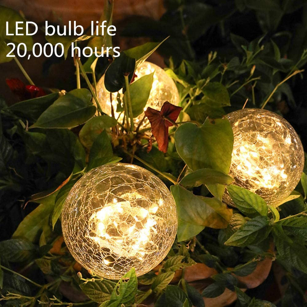 Cracked Glass Ball Outdoor Solar Light - Set of 2