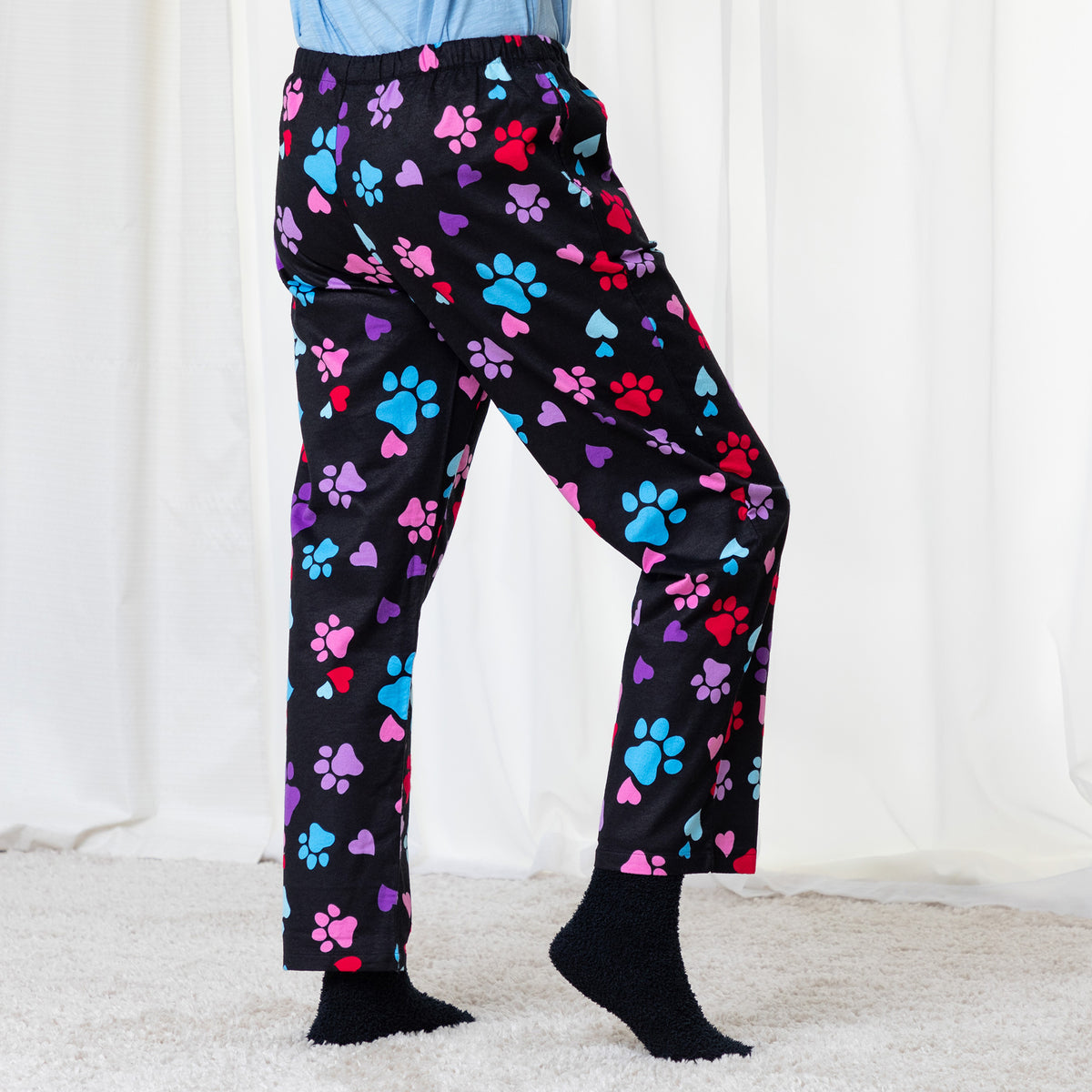 Loving Paws Women's Flannel Pajama Pants | 100% Cotton Paw Print Pajama ...