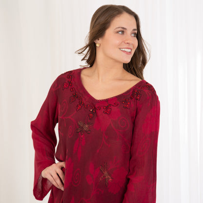 Scarlet Dragonfly Long Sleeve Tunic | Fair Trade