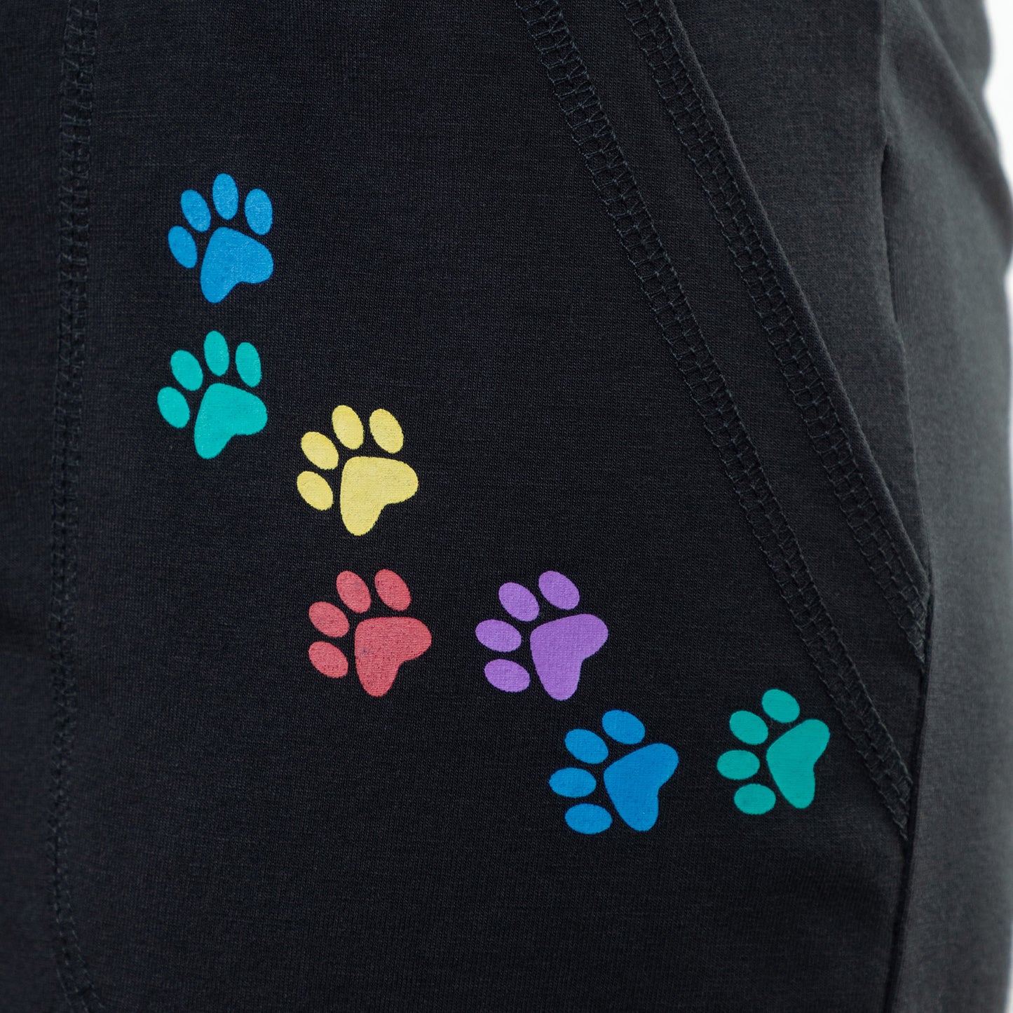 Paw Print Casual Pants with Pockets