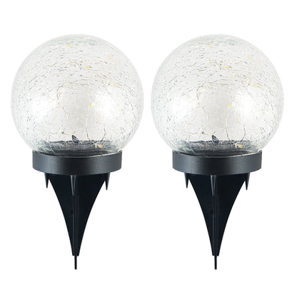 Cracked Glass Ball Outdoor Solar Light - Set of 2