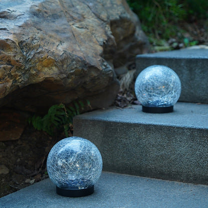 Cracked Glass Ball Outdoor Solar Light - Set of 2