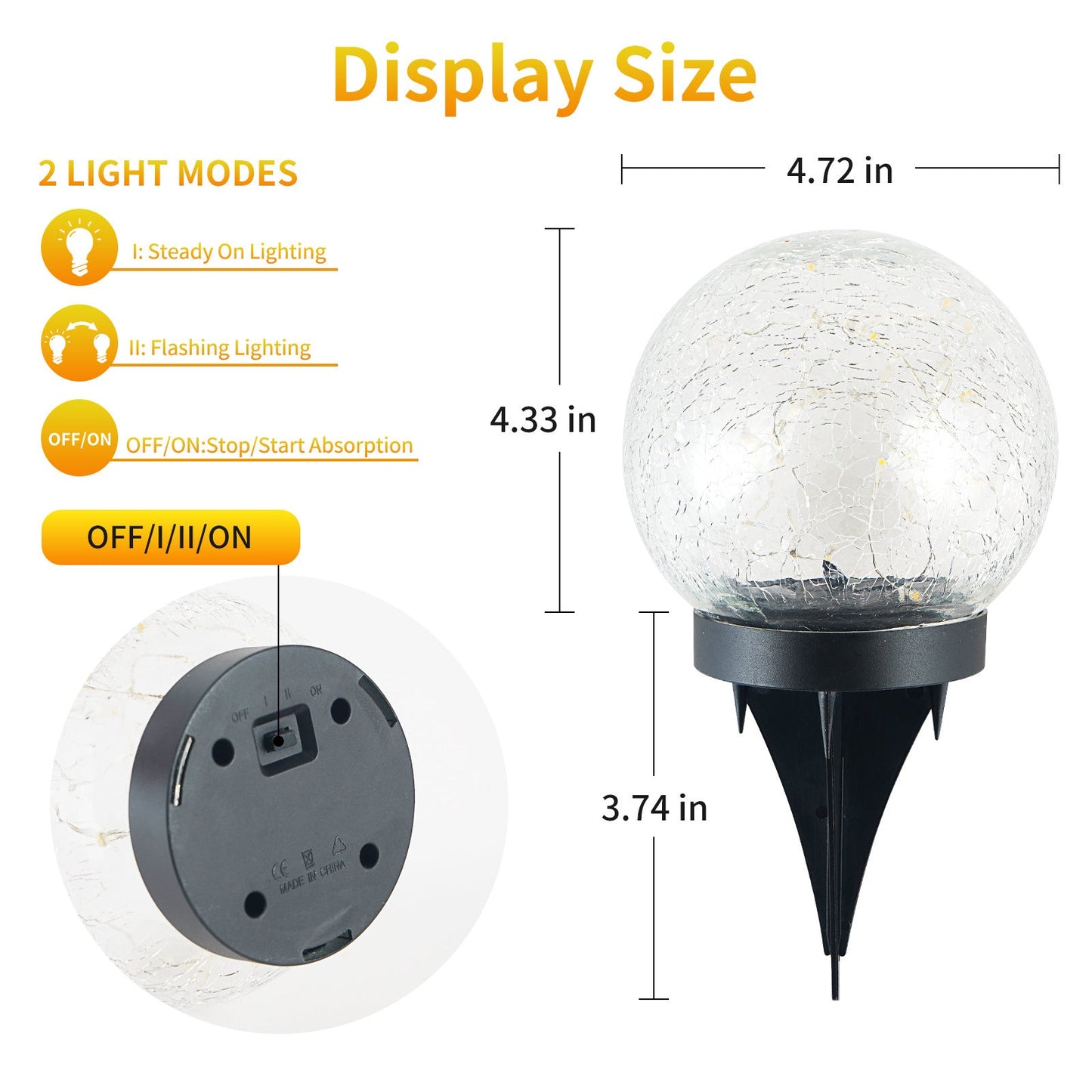 Cracked Glass Ball Outdoor Solar Light - Set of 2