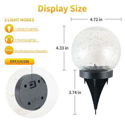 Cracked Glass Ball Outdoor Solar Light - Set of 2