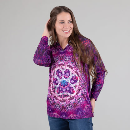 Cosmic Dreams Paw Print Hooded Top