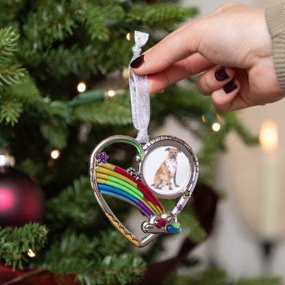 Rainbow Bridge Paw Print Photo Ornament