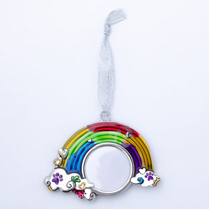 Rainbow Bridge Paw Print Photo Ornament