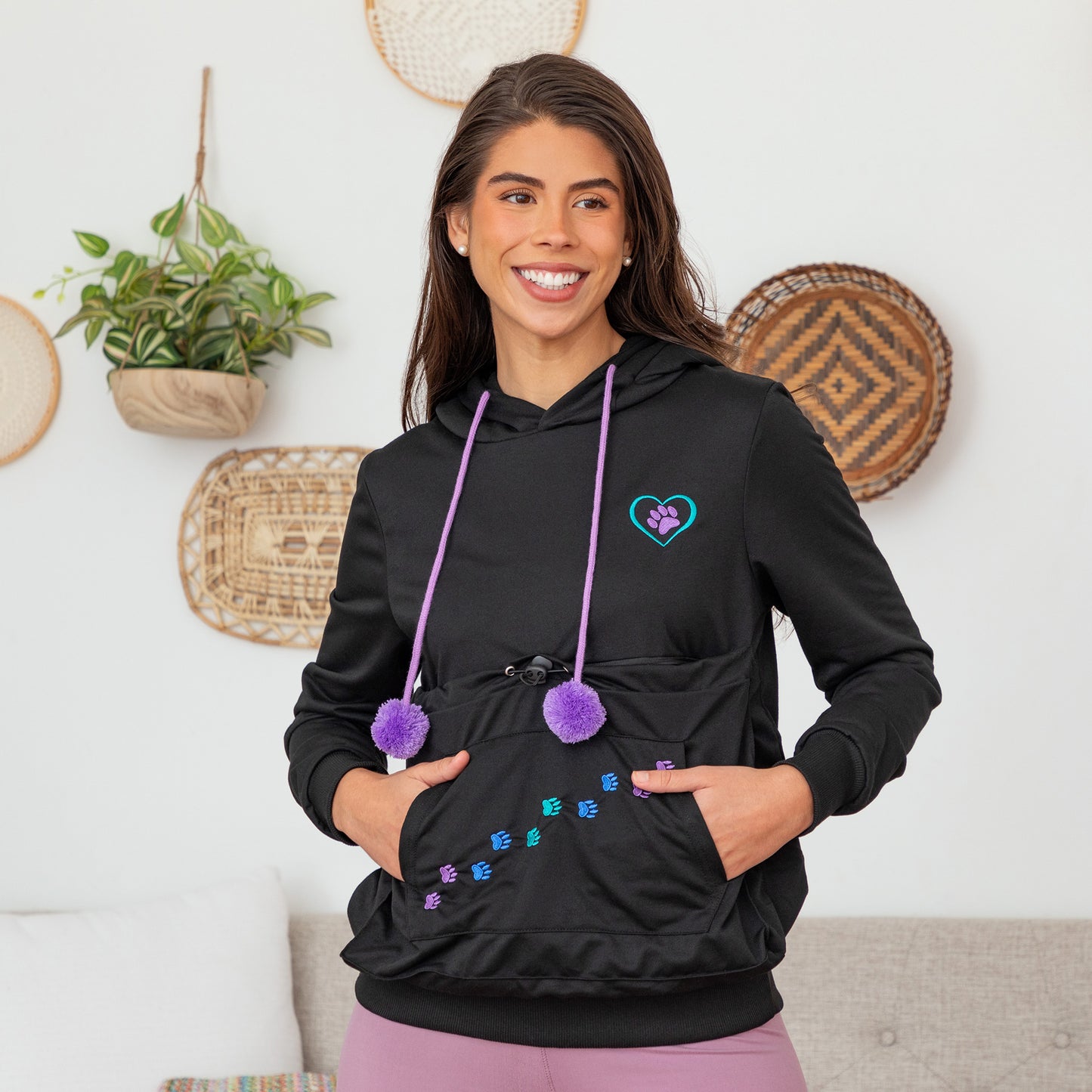 Purple Paw Pet Pouch Hooded Sweatshirt