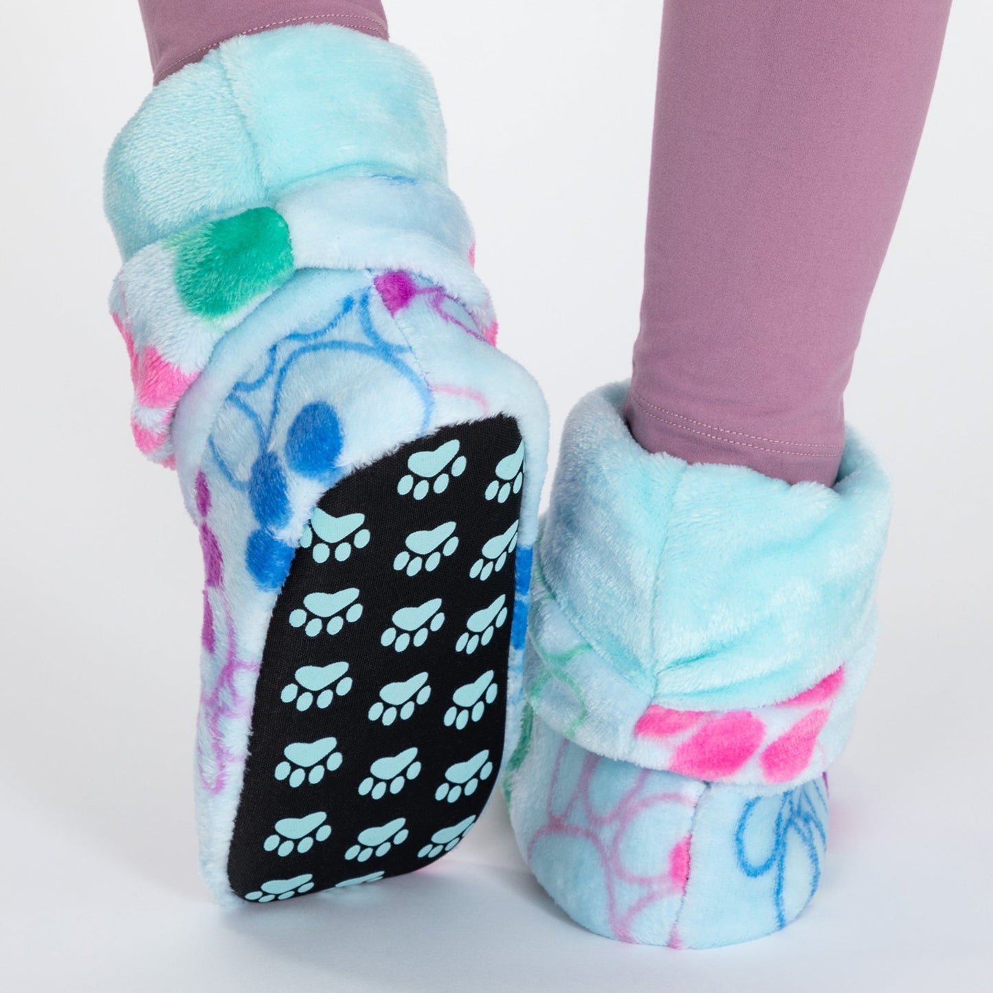 Super Cozy&trade; Paw Print Fleece Slipper Booties