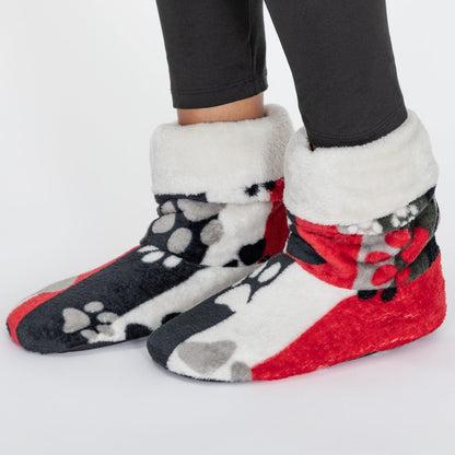 Super Cozy&trade; Paw Print Fleece Slipper Booties