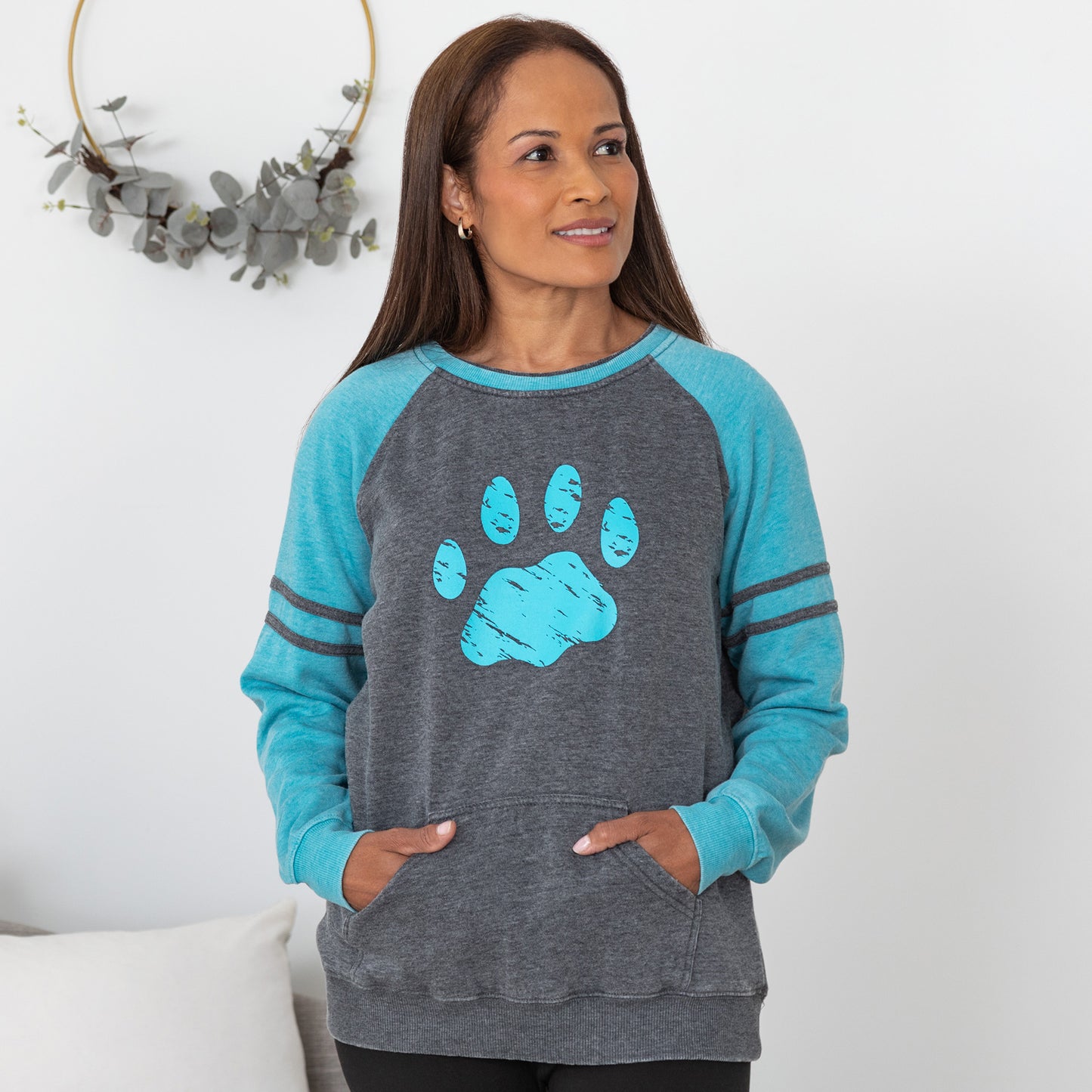 Paw Stripe Burnout Crewneck Sweatshirt