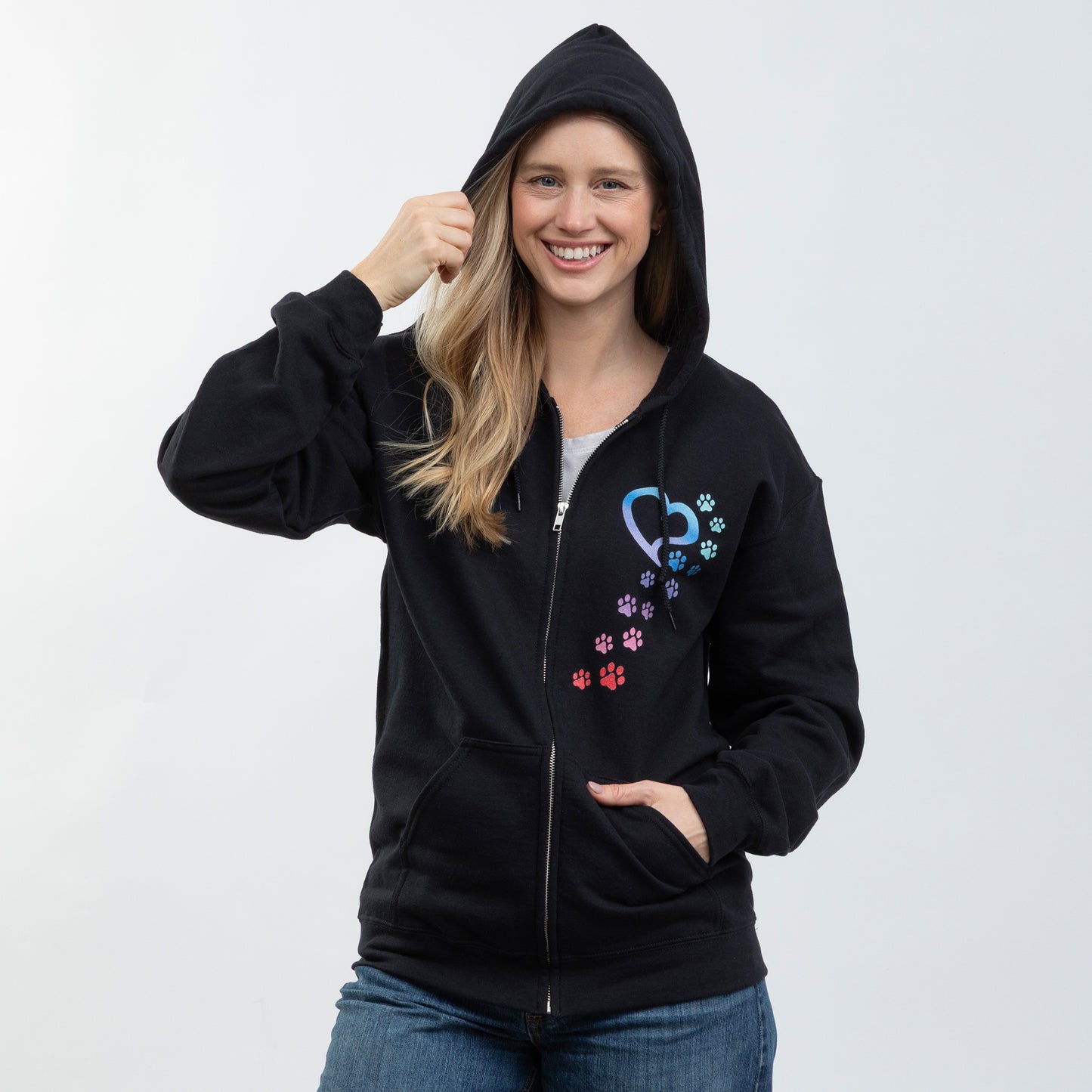 Rainbow Paws To My Heart Heavy Blend Zip Hoodie