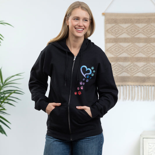 Rainbow Paws To My Heart Heavy Blend Zip Hoodie