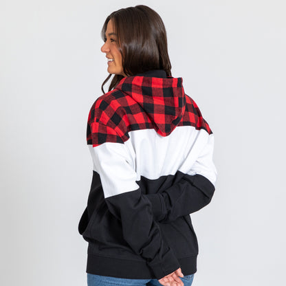 Paw Print Plaid Zip Hoodie