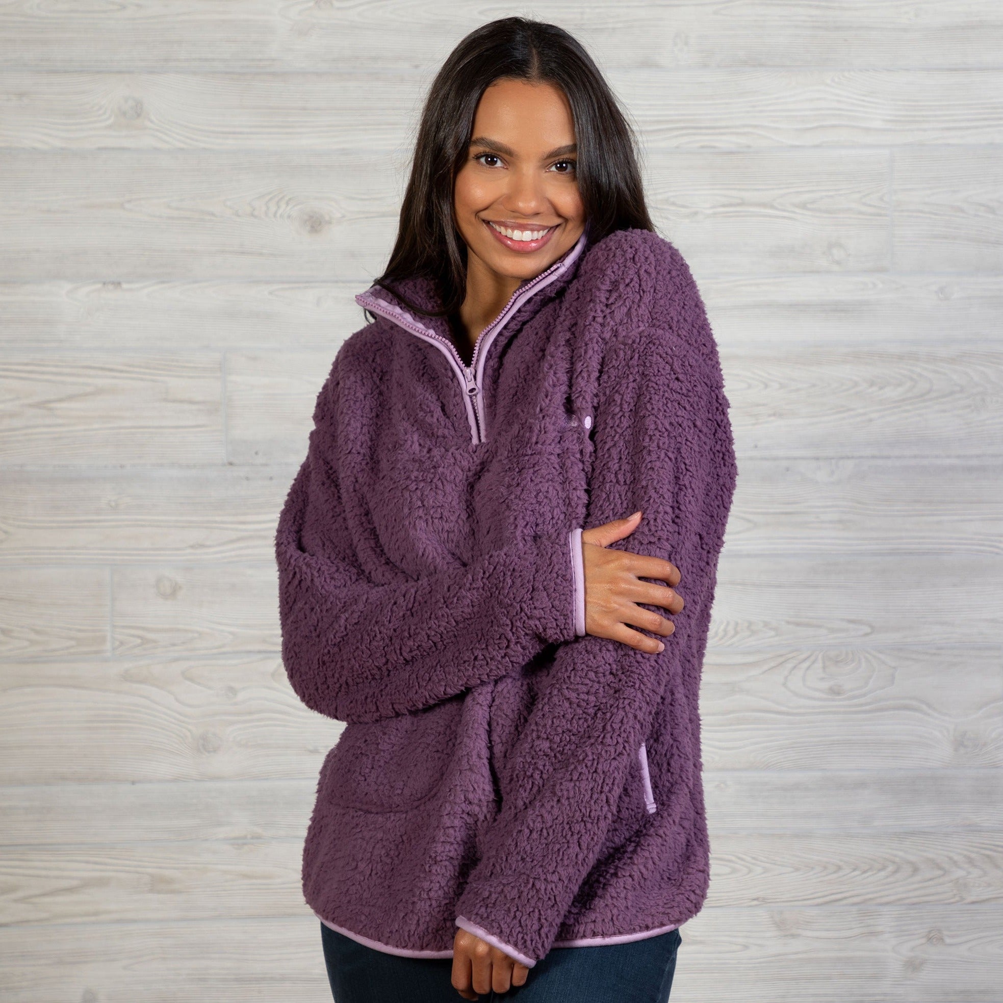Women's plush fleece pullover sales