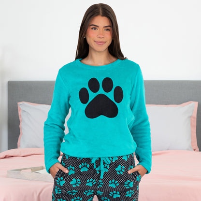 Gradient Paws & Polka Dot Pajama Set