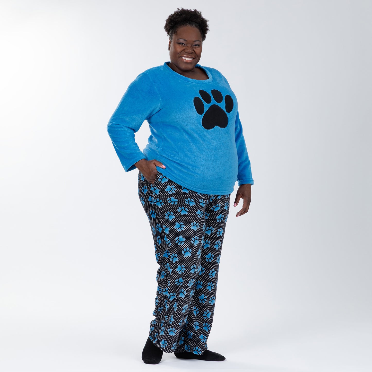 Gradient Paws & Polka Dot Pajama Set