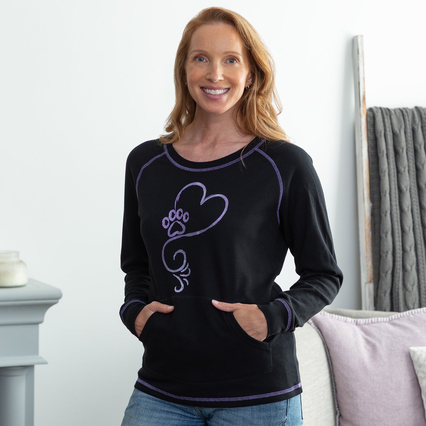 Rainbow Stitch Paw Thermal Long Sleeve Top