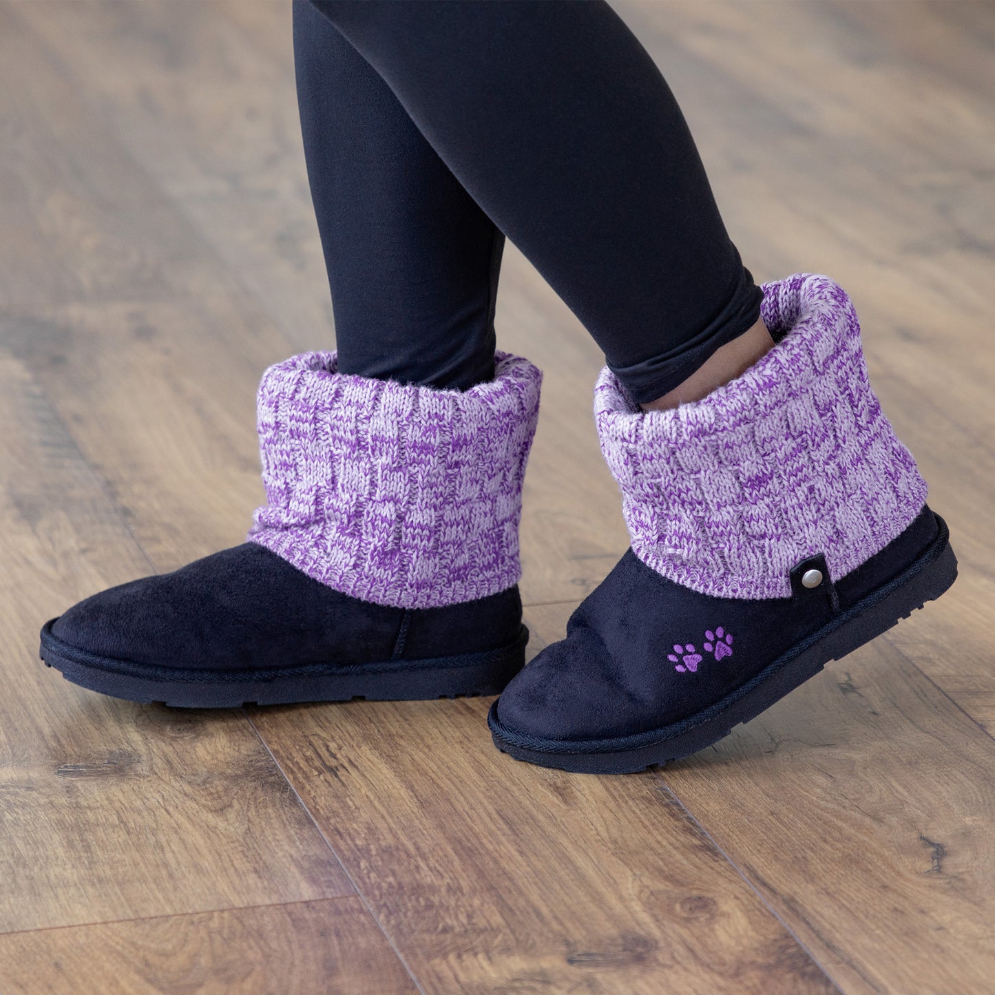 Paw Print Cozy Knitted Ankle Boots