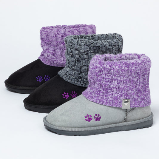 Paw Print Cozy Knitted Ankle Boots
