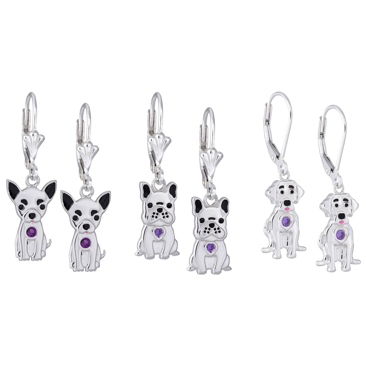 Sterling & Crystal Pup Earrings