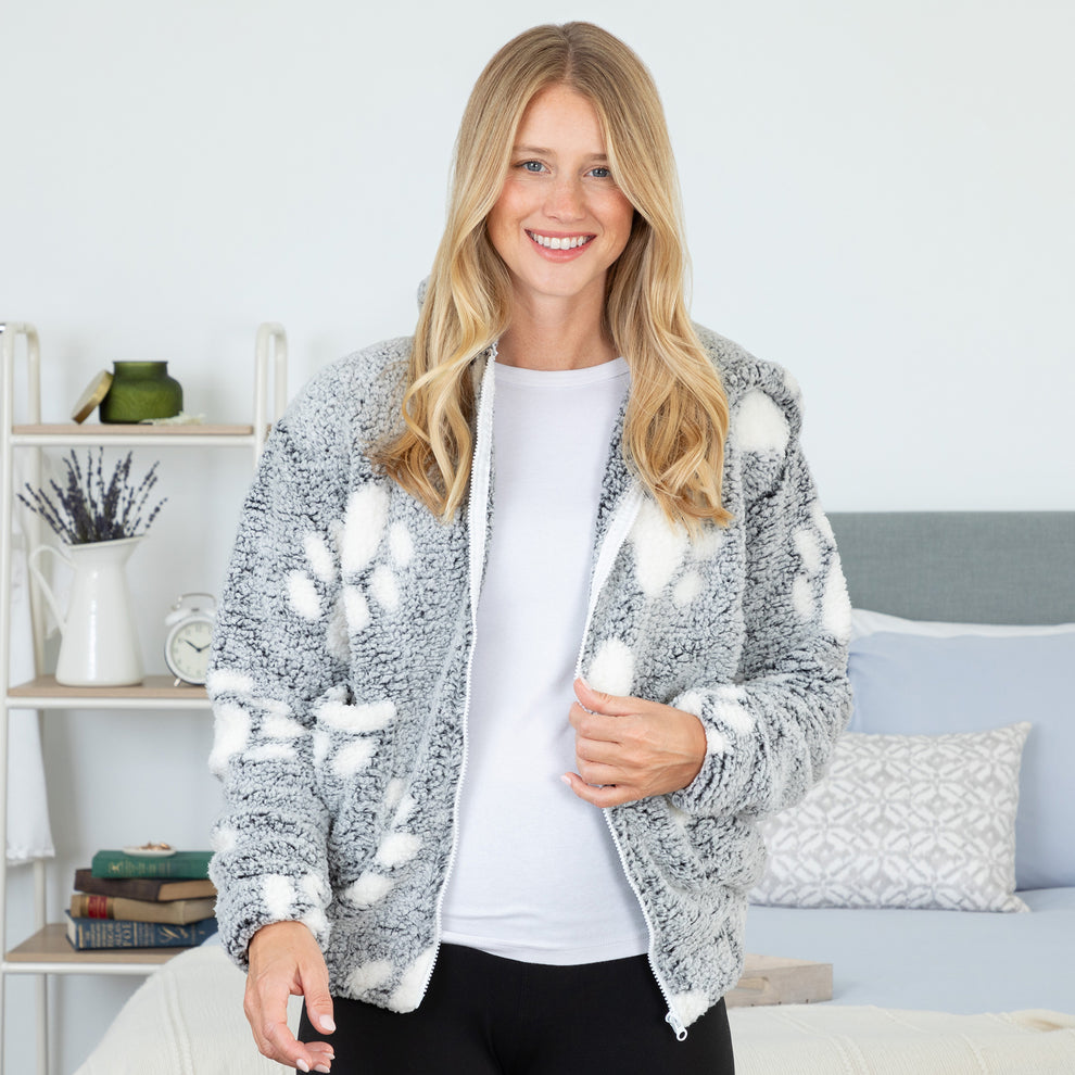 Cozy in Paws Plush Sherpa Fleece Hooded Jacket | The Animal Rescue Site