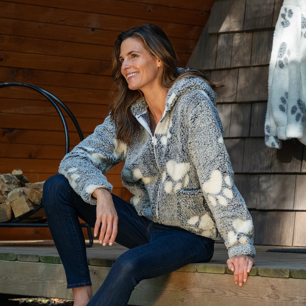Cozy in Paws Plush Sherpa Fleece Hooded Jacket | The Animal Rescue Site
