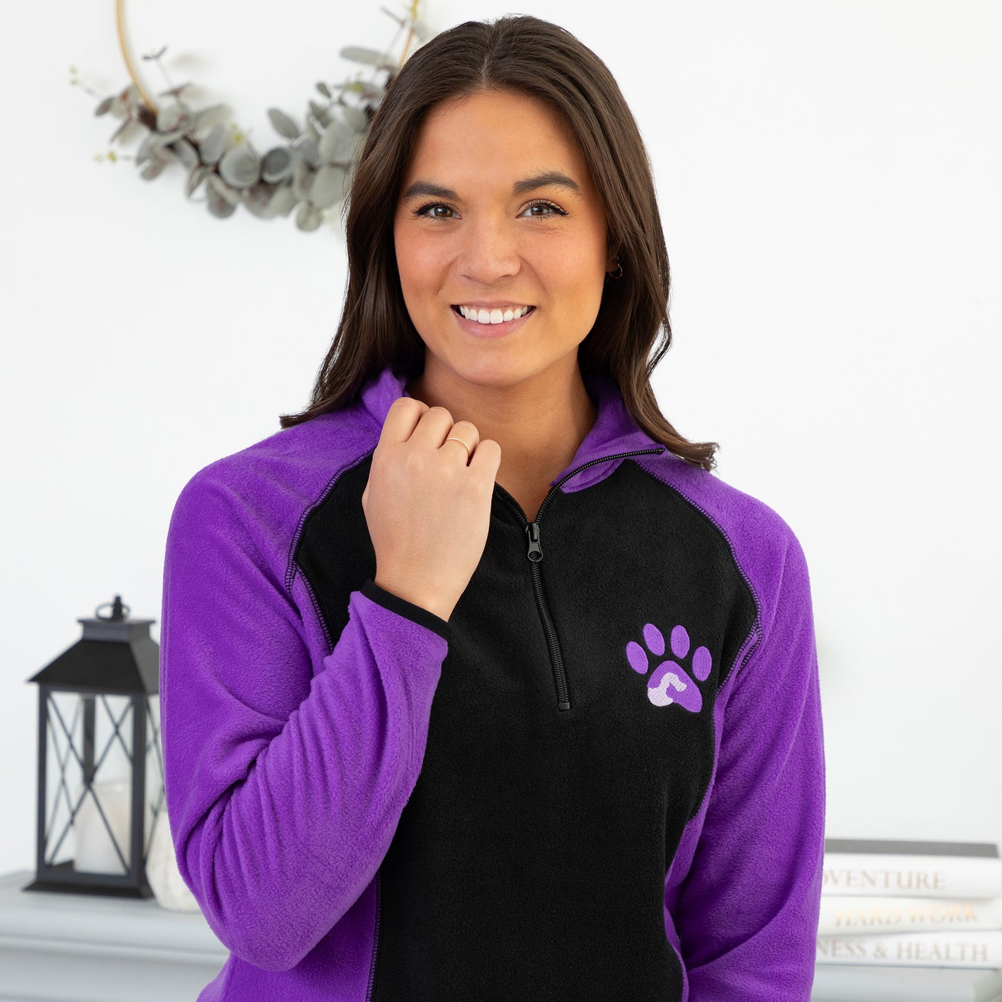 Paw Print Polar Fleece Quarter Zip Pullover