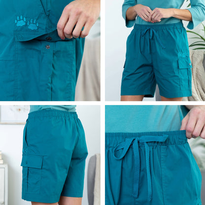 Paw Print Cargo Canvas Shorts