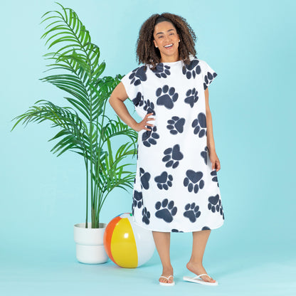 Paw Print Beach Towel Poncho