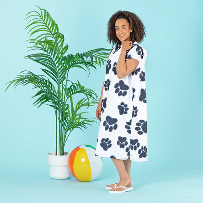 Paw Print Beach Towel Poncho