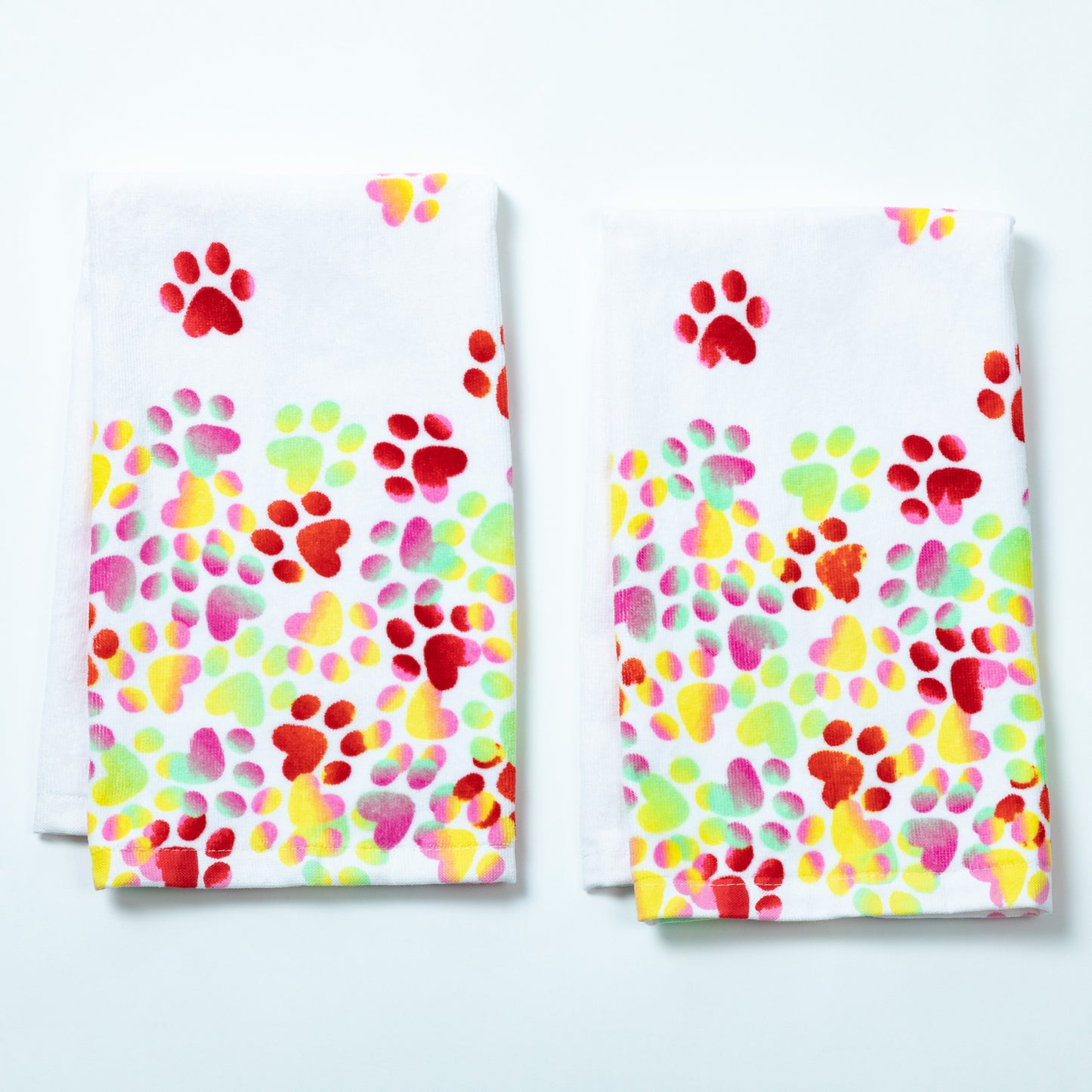 Paw Print Bath Hand Towels - Set of 2