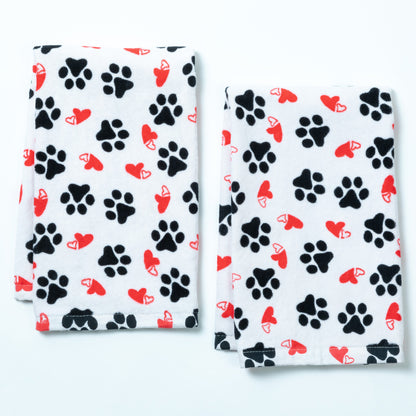 Paw Print Bath Hand Towels - Set of 2