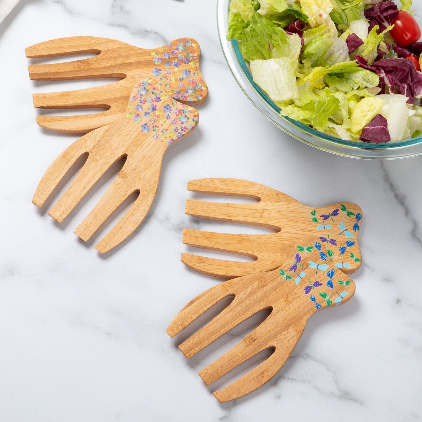 Bamboo Bear Claw Salad Serving Set