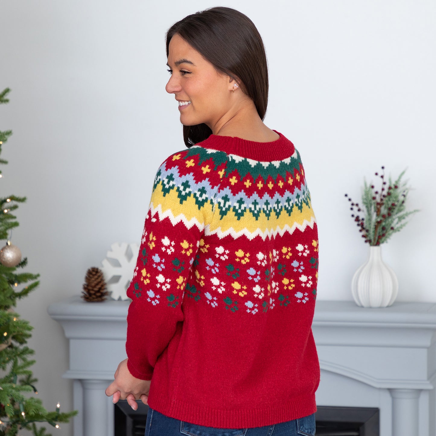 Nordic Paw Print Knitted Sweater