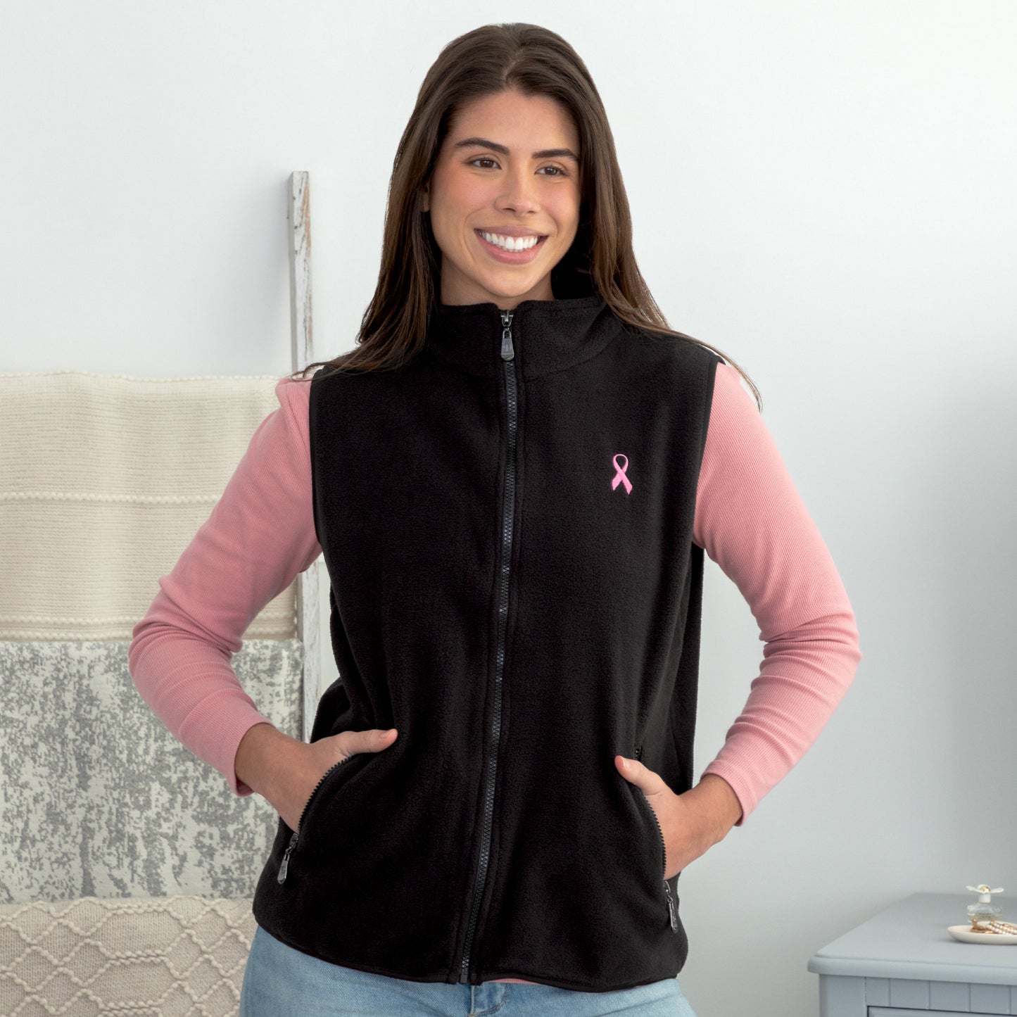 Pink Ribbon Fleece Vest