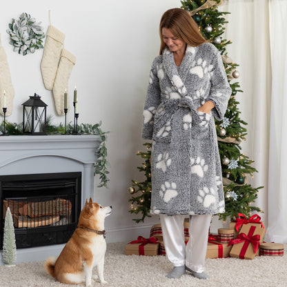 Prints of Paws Plush Sherpa Fleece Robe