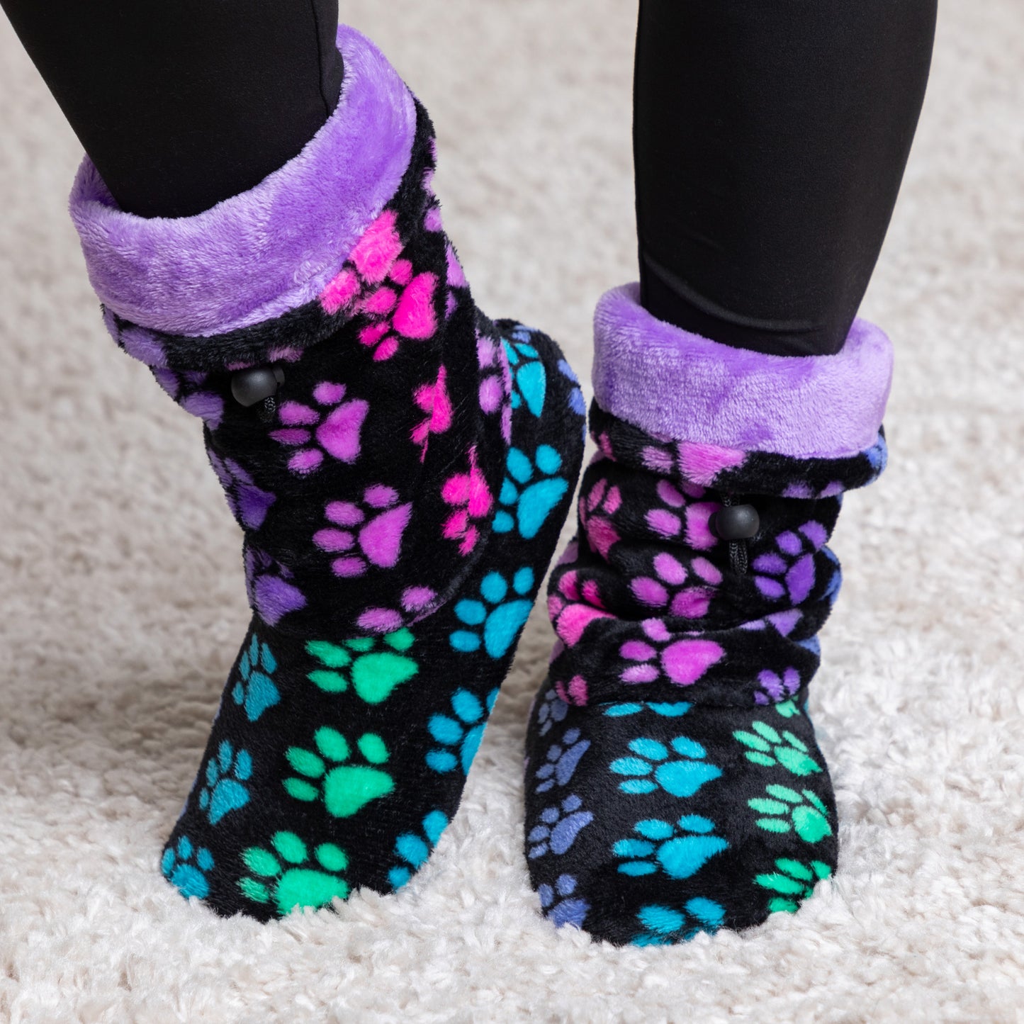 Super Cozy&trade; Deluxe Paw Non-Slip Toggle Slipper Booties