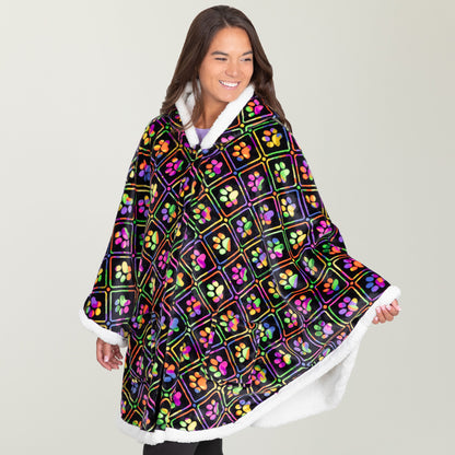 Super Cozy&trade; Paw Print Blanket Hoodie Cape