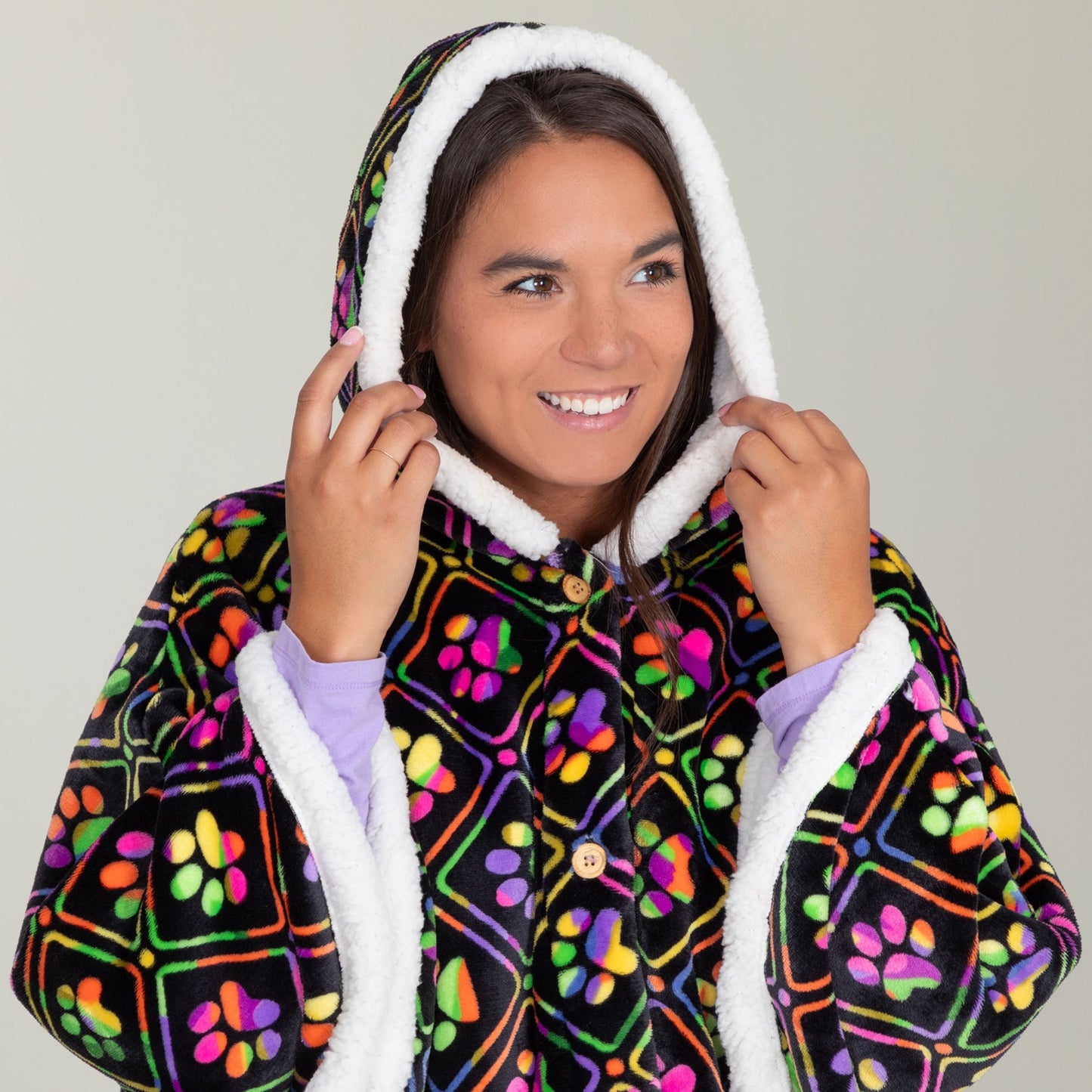 Super Cozy&trade; Paw Print Blanket Hoodie Cape