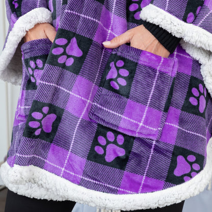 Super Cozy&trade; Paw Print Blanket Hoodie Cape