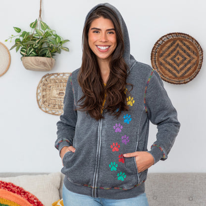 Rainbow Paws Zip Up Burnout Hoodie