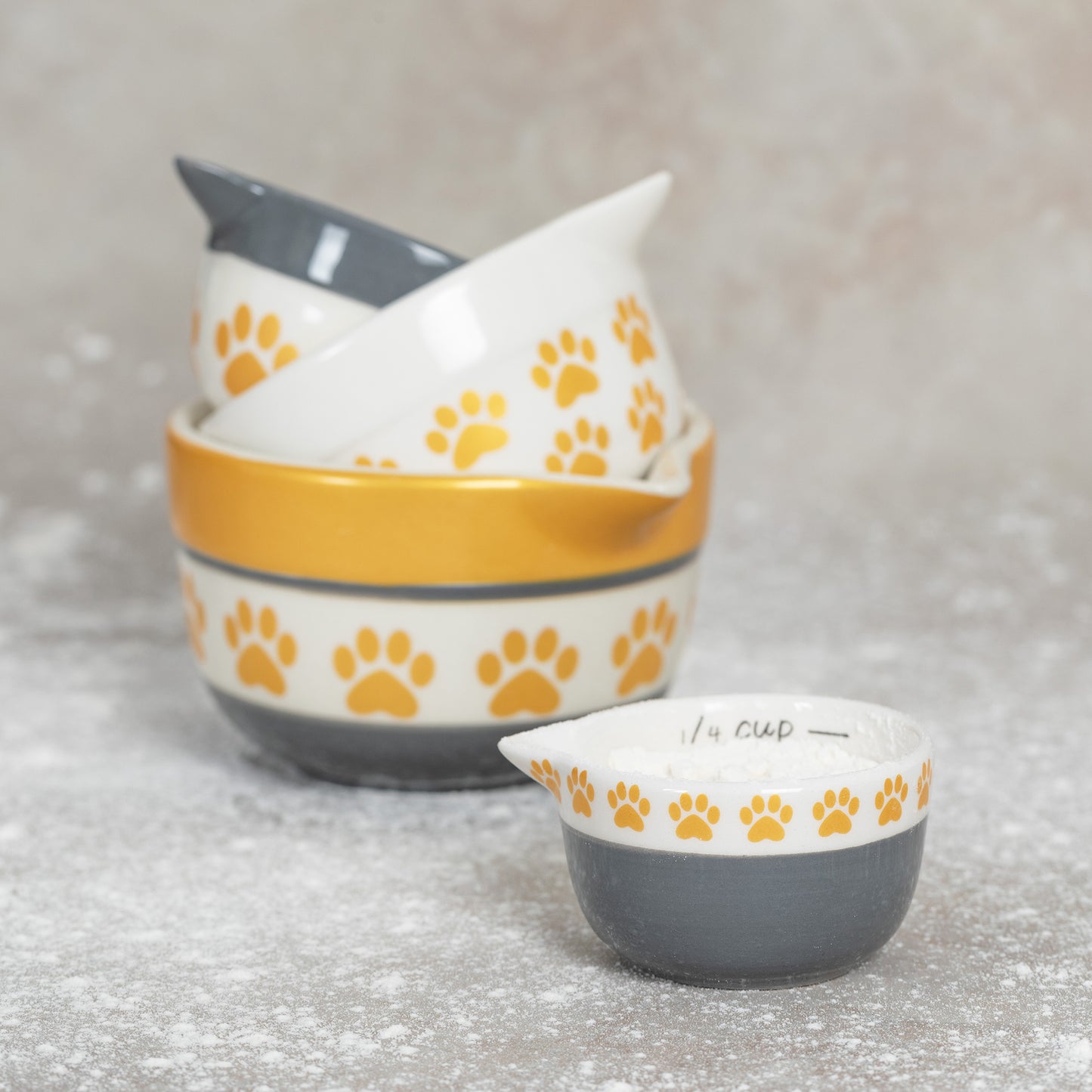 Paw Prints Ceramic Measuring Cup Set