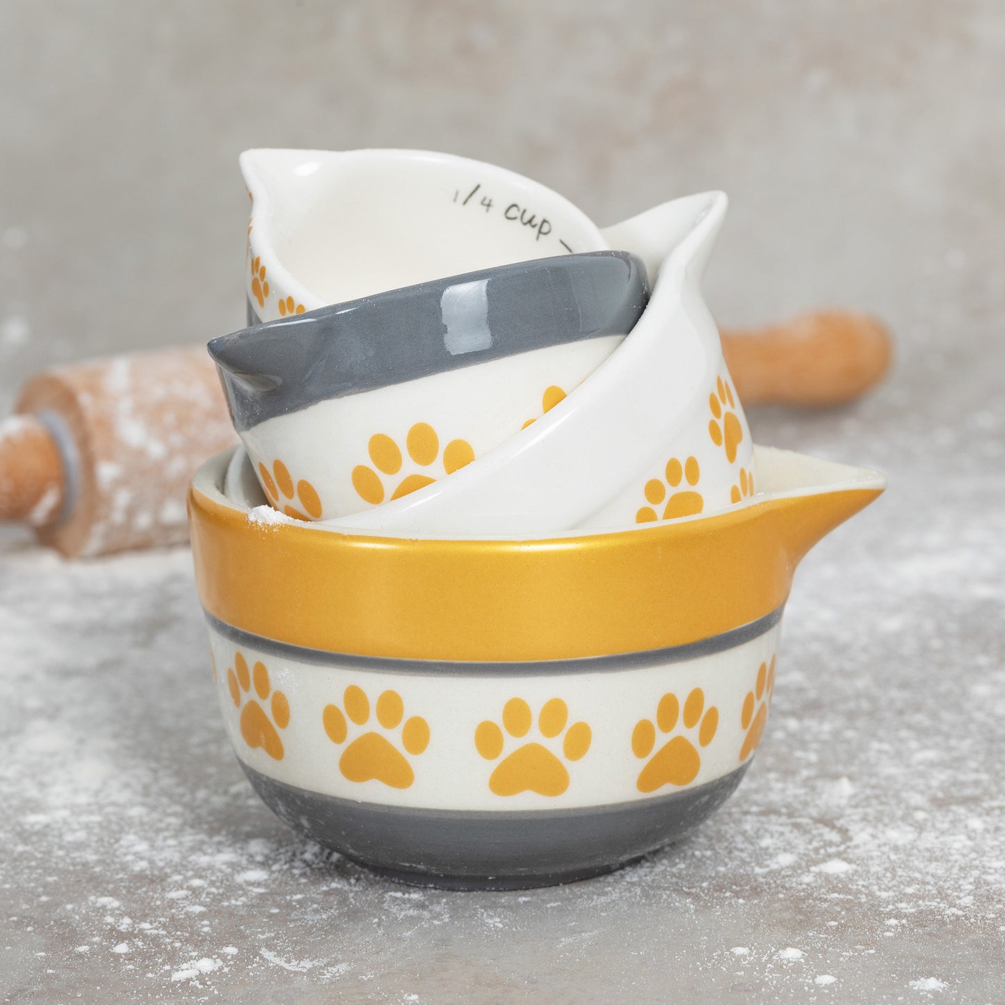 Paw Prints Ceramic Measuring Cup Set