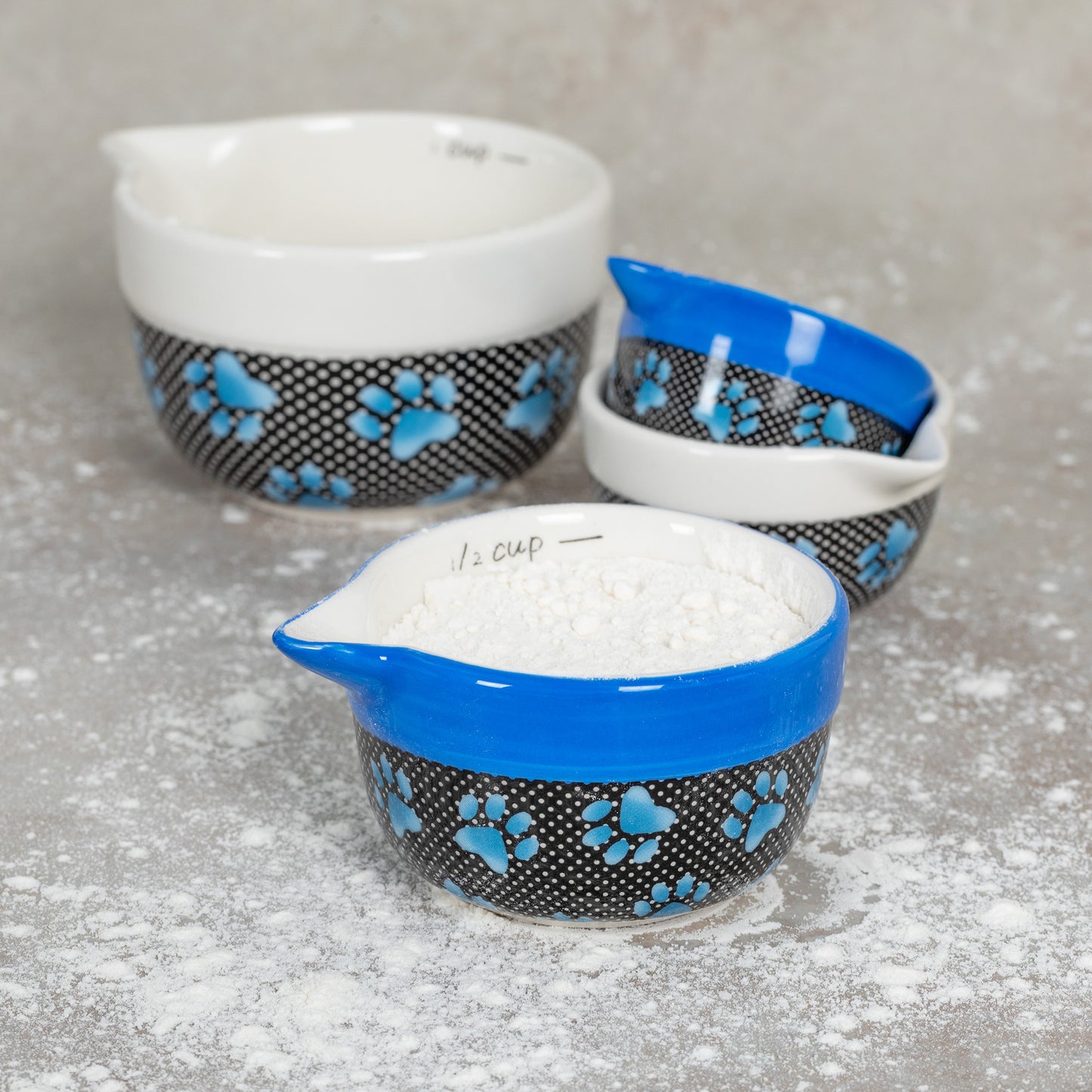 Paw Prints Ceramic Measuring Cup Set