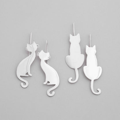 Elegant Silhouette Sterling Cat Earrings