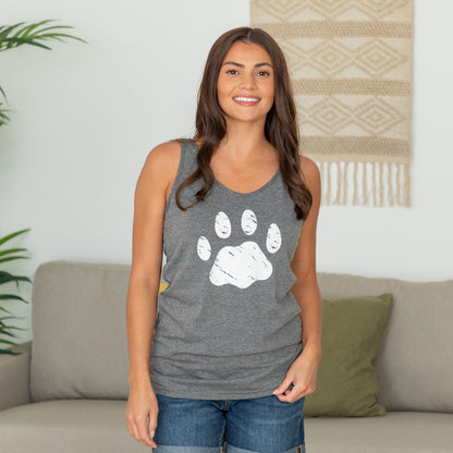 Distressed Paw Print Tank Top