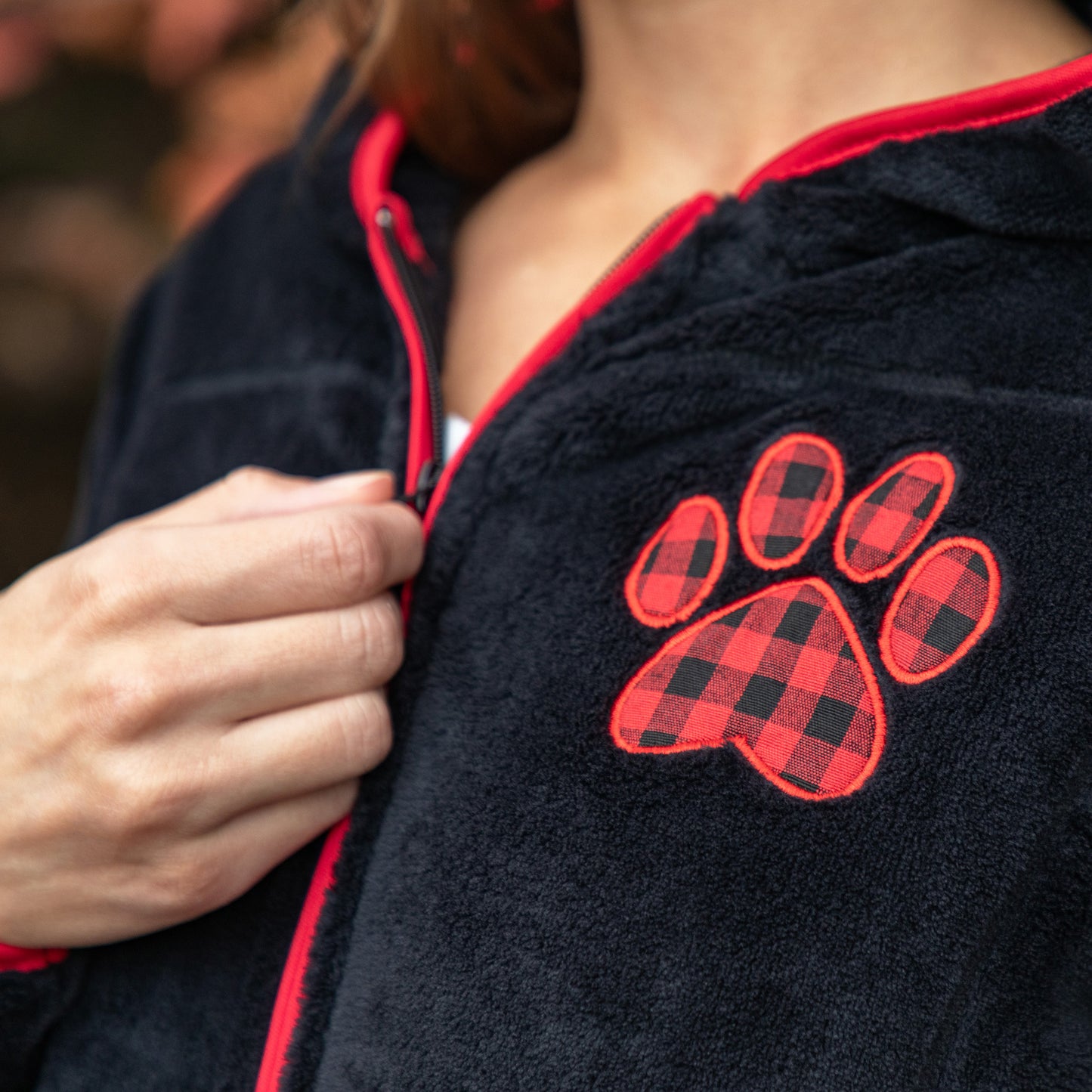 Buffalo Check Paw Print Sherpa Hooded Jacket