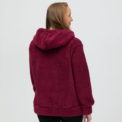 Purple Paws Plush Sherpa Fleece Quarter Zip Hoodie